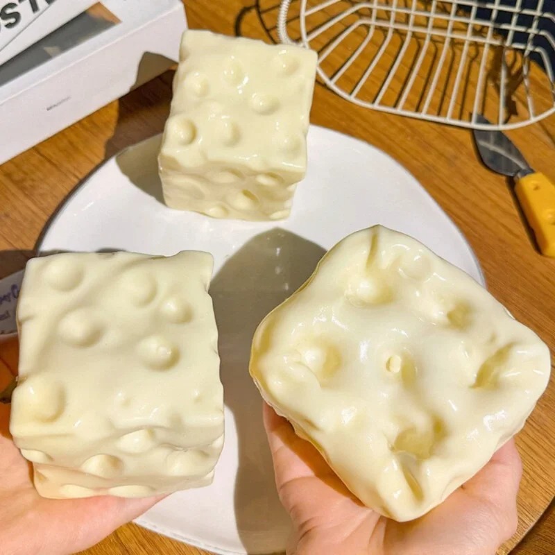 Fidget Cube Original - ลูกบอลบีบคลายเครียดรูปทรงชีส Taba Squishy ของเล่นบีบปรับรูปทรงได้ ไม่คืนตัว ของเล่นเสริมพัฒนาการสำหรับเด็กและผู้ใหญ่