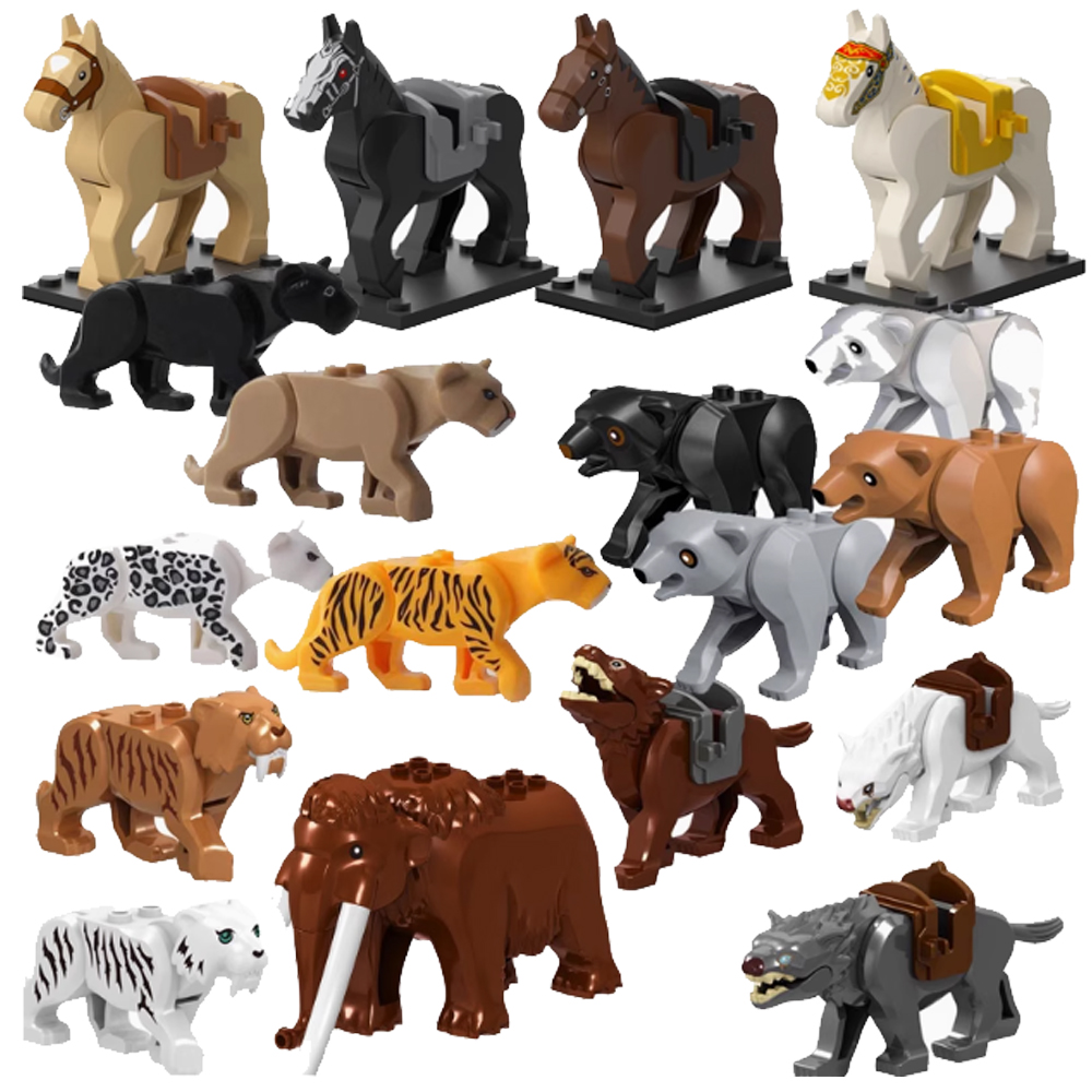 Lego Set City - MOC City สัตว์บล็อกอาคารแพะช้างหมีจระเข้ Lizard Tiger เสือดาว
